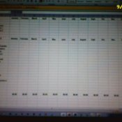 Photo of spreadsheet for budgeting.