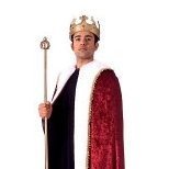 Man in King Costume with Robe Crown and Scepter