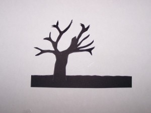 Sunset Silhouette Card - Cut out of the silhouetted tree.