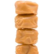 Stack of caramel candies.