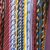 An array of neckties.