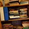 Books sorted on bookshelves.