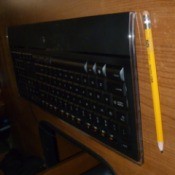 A thin keyboard, side view.