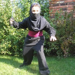 Child in a homemade ninja costume.