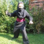 Child in a homemade ninja costume.