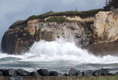 Surf Crashing Against the Rocks at Bastendorf Beach