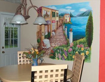 Photo of a kitchen mural.