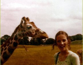 Giraffe and Young Woman