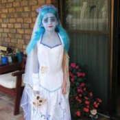 Young girl dressed as the Corpse Bride.