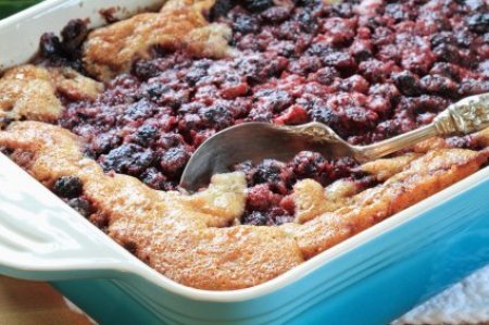 A blackberry cobbler just out of the oven.