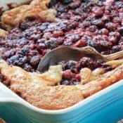 A blackberry cobbler just out of the oven.