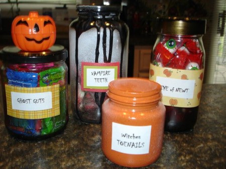 Halloween lab jar display.