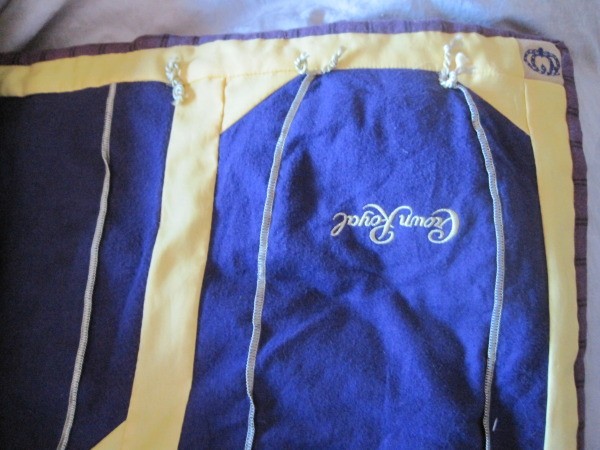 Close up of corner of Crown Royal quilt.