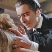 Photo of Christopher Lee as Dracula.