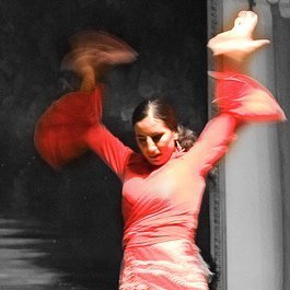 Woman Dressed in Red Flamenco Dancer Costume