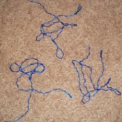 The three lengths of rope after separating it.