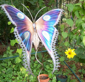 Butterfly art in a butterfly garden.
