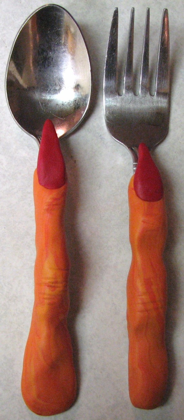 Finished witch finger cutlery.