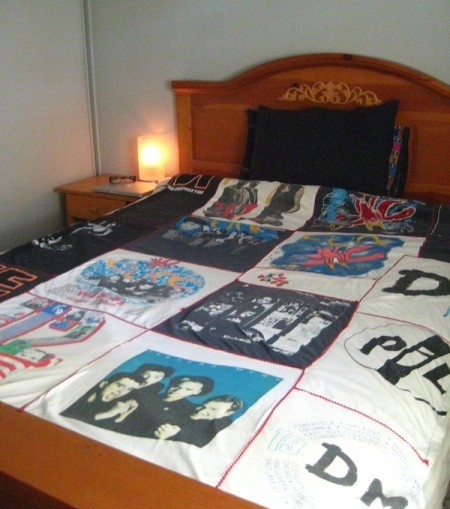Quilt made from concert t-shirts.