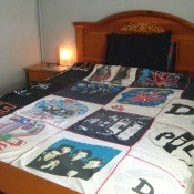 Quilt made from concert t-shirts.