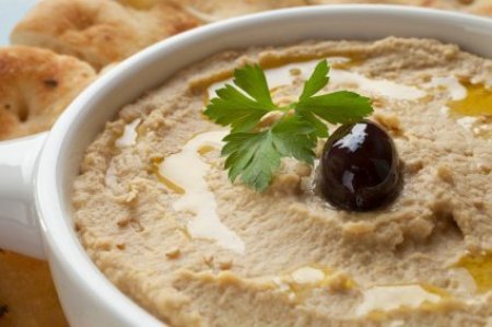 Photo of homemade hummus.