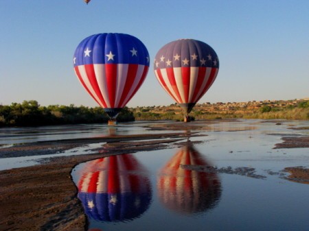 Hot Air Balloons Reflected in Water