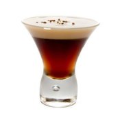 Coffee liqueur and Irish cream in a glass.