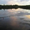 Sunset at Lake with Fishing Pole