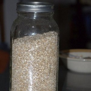 Jar of instant oatmeal.