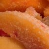 Frozen peach slices.