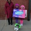 Two Little Girls in Nerds Box Costume Next to Wonka