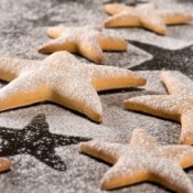 Sugar Cookie Recipes, A batch of sugar dusted star shaped cookies.