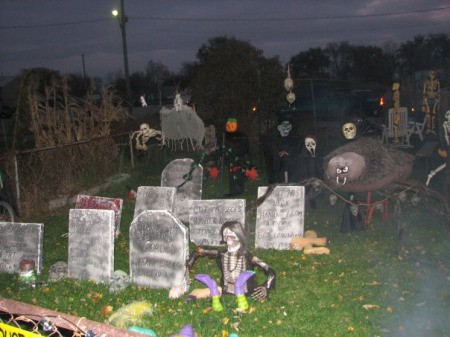 Yard Decorated for Halloween