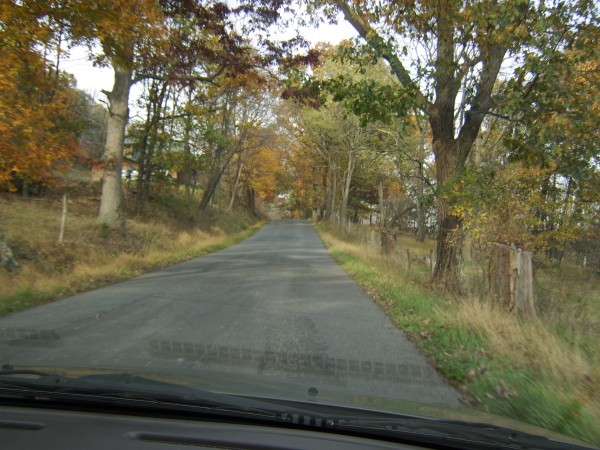View of Country Road from Inside Vehicle