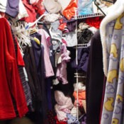 Photo of a messy closet.