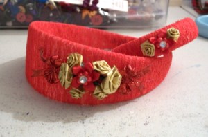 Decorative lace wrapped headband and bangle.