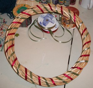 rattan ring wrapped in ribbon