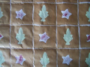 Handmade Stars and Trees Wrapping paper