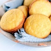 A basket of cornbread muffins.