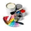Paint Cans with Color Spectrum and Brushes