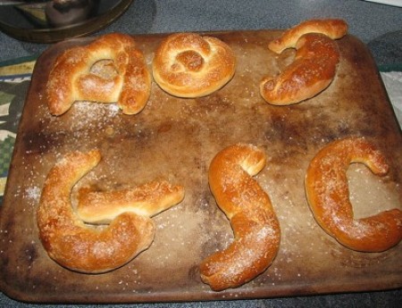 Photo fo making Homemade Soft Pretzels.