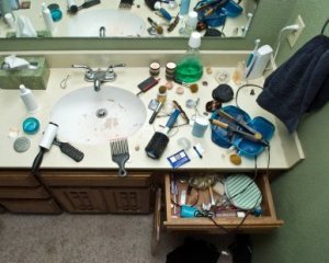 Messy Bathroom Counter
