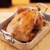 Turkey in a roasting pan.