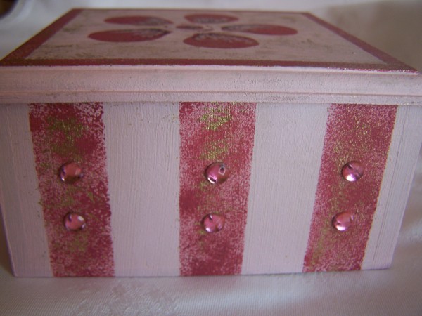 Side of Candy-Striped Trinket Box