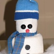 Snowman made from a sock.