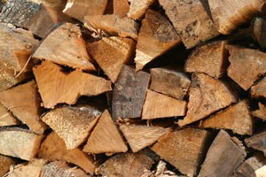 Photo of stacked firewood.