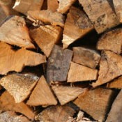 Photo of stacked firewood.