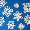 Photo of paper snowflakes.