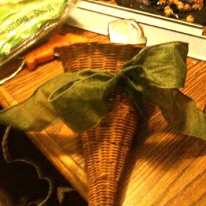 Ribbon Tied around Cornucopia Basket