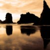 Face Rock Silhouette Reflections in Bandon, OR